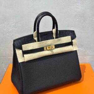 Hermès Birkin 30 Black Togo Leather with crocodile detailing