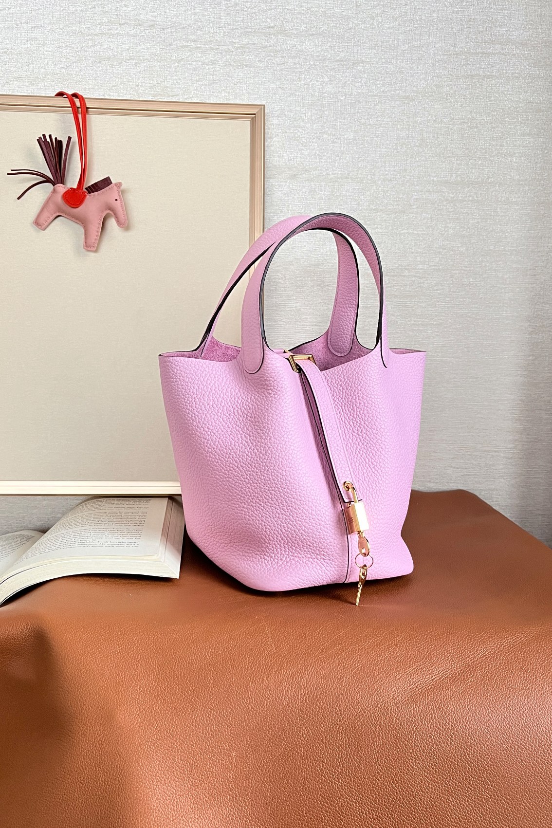 Hermès Picotin Lock 18 Mauve Sylvestre in Clemence Leather