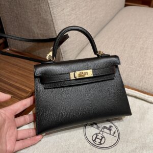 Hermès Mini Kelly 20 Black in Epsom Leather