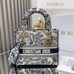 Dior Navy Blue and White Lady D-Lite