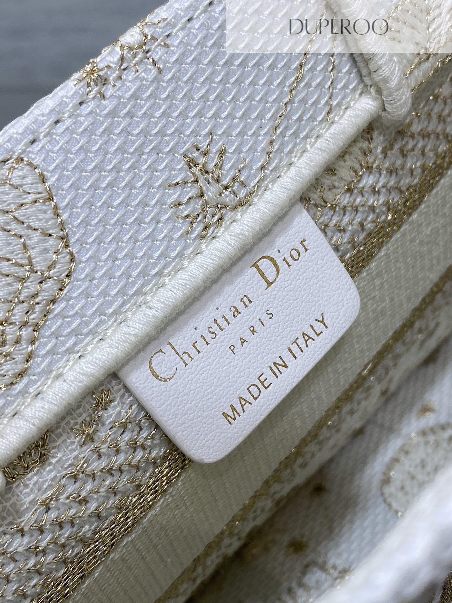 Dior Book Tote White and Gold Butterfly Motif
