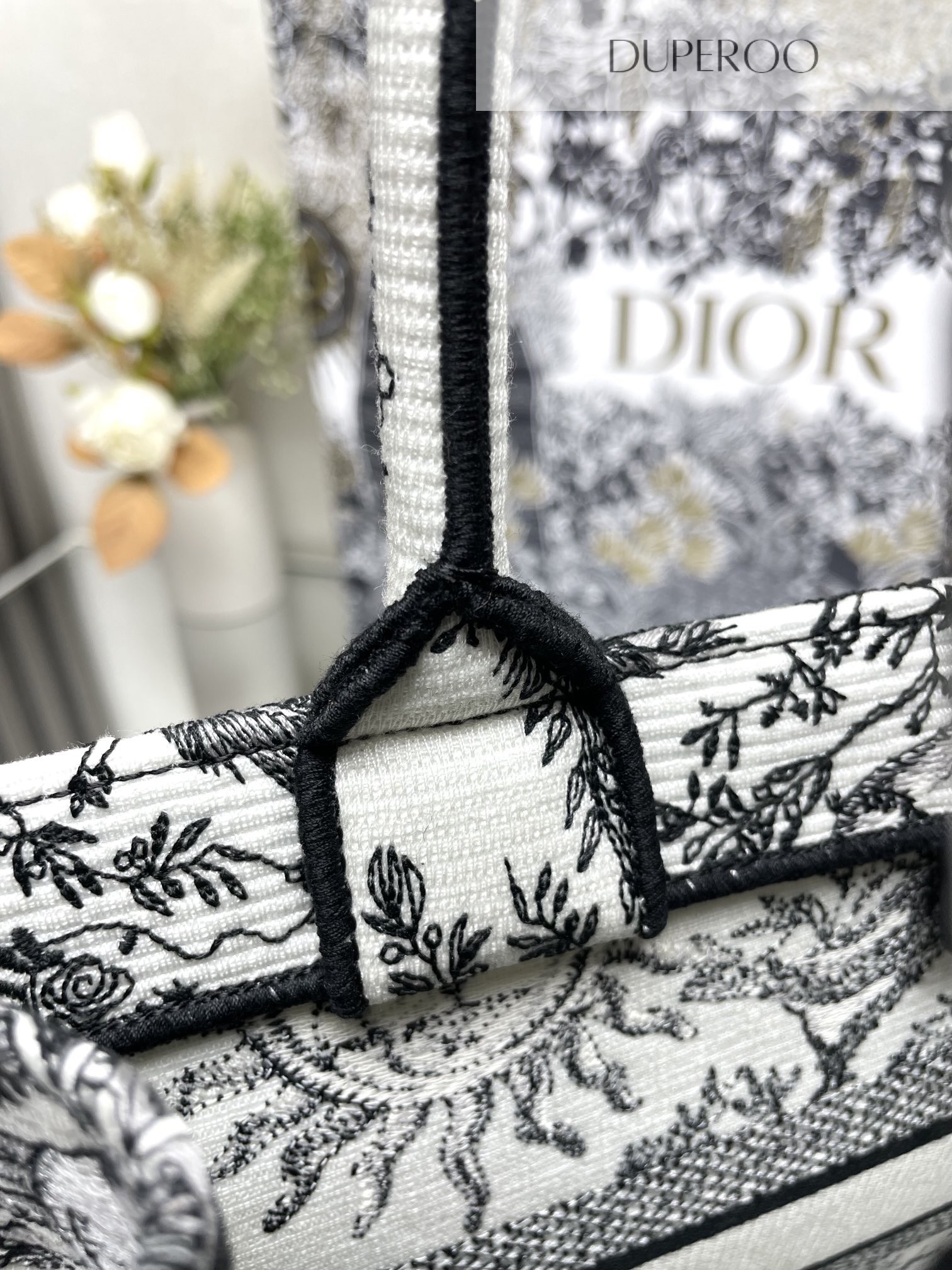 Dior Book Tote Black Toile de Jouy Soleil Motif