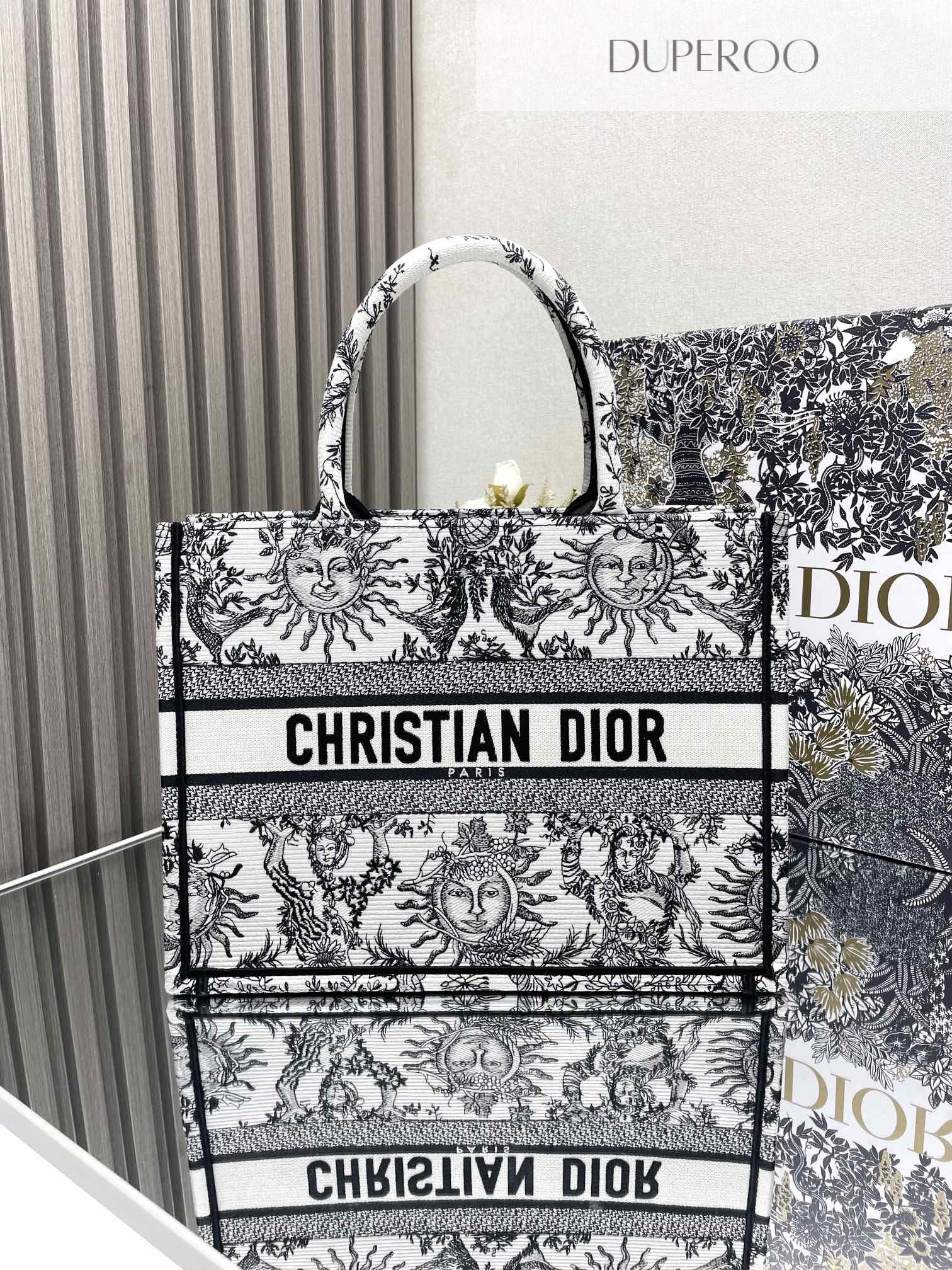 Dior Book Tote Black Toile de Jouy Soleil Motif