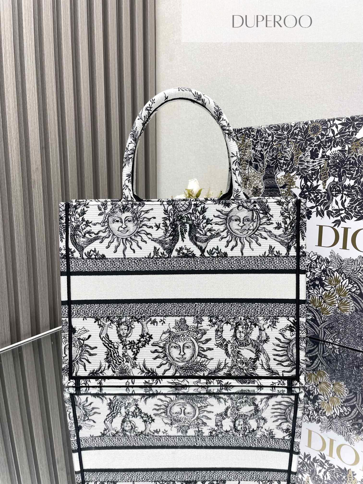 Dior Book Tote Black Toile de Jouy Soleil Motif