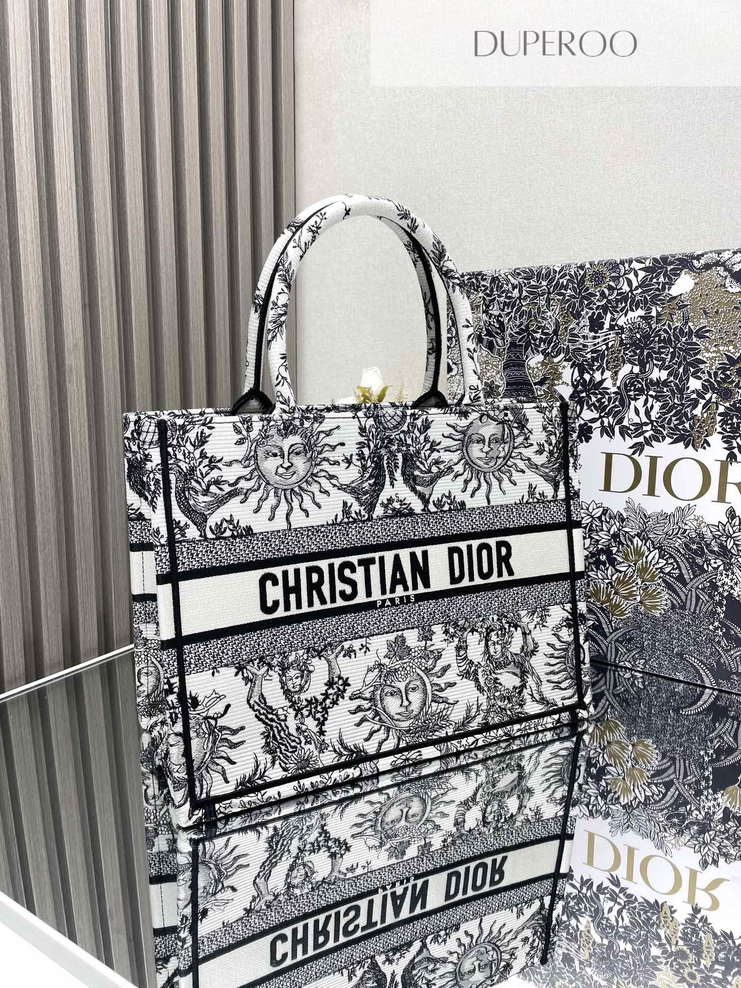 Dior Book Tote Black Toile de Jouy Soleil Motif