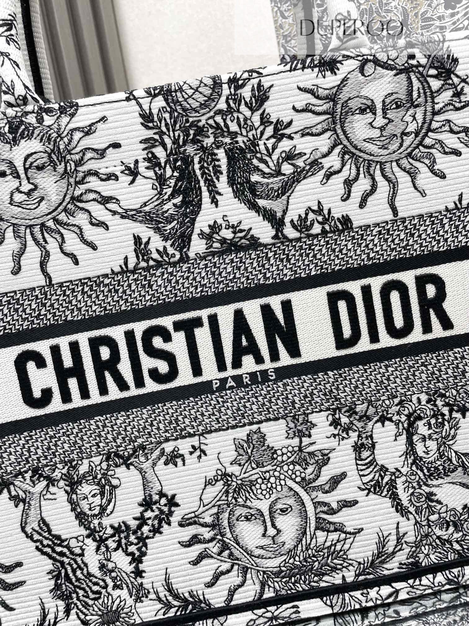 Dior Book Tote Black Toile de Jouy Soleil Motif