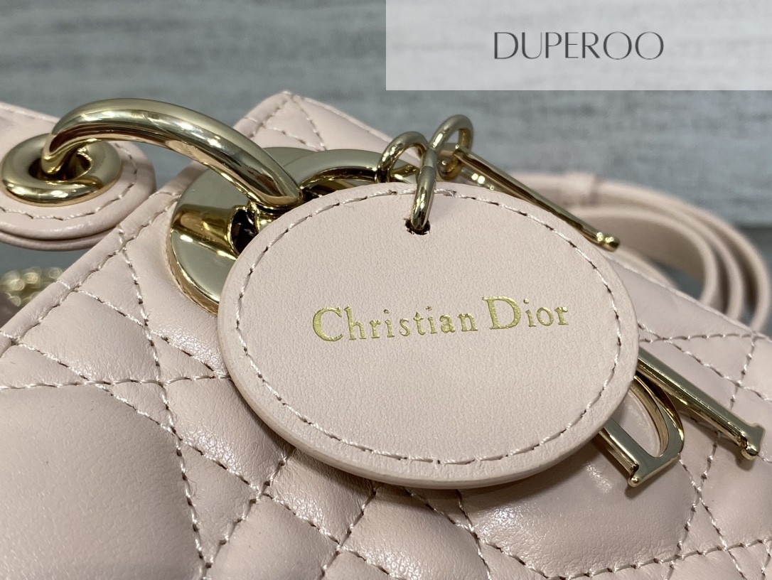 Dior Mini Lady Dior in Pink Lambskin with cannage stitching and gold hardware