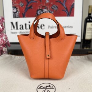 Hermès Picotin Lock 18 Apricot Taurillon Clemence Leather