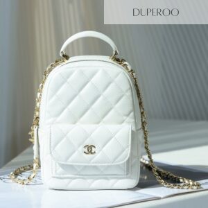 Chanel mini classic backpack in white