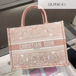 Dior Book Tote Ecru and Pink Toile de Jouy Motif